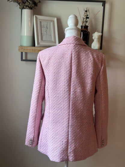 Blazer tweed rose clair boutons croisés T.36