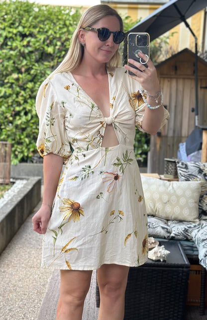 Robe en lin et coton imprimé fleuri T.36
