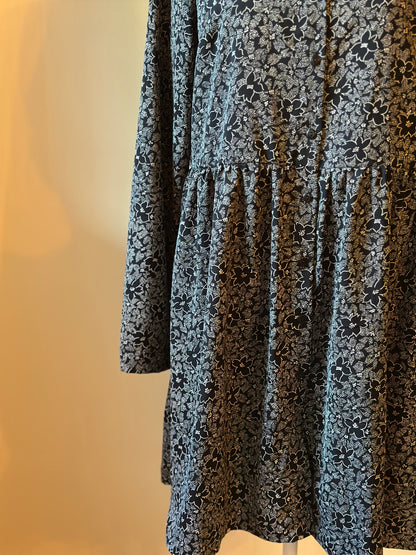 Robe chemise fluide imprimé floral noir et gris T.38