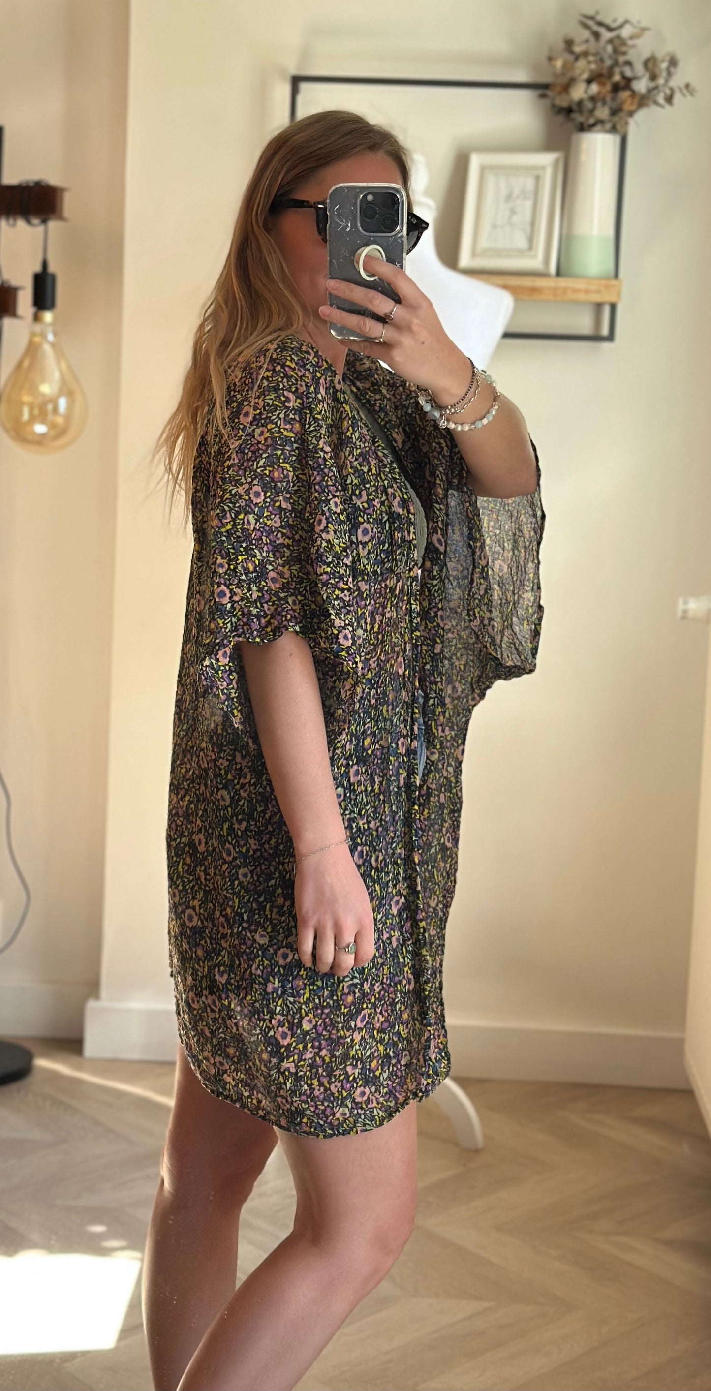 Kimono veste légère fleuri coton T.U
