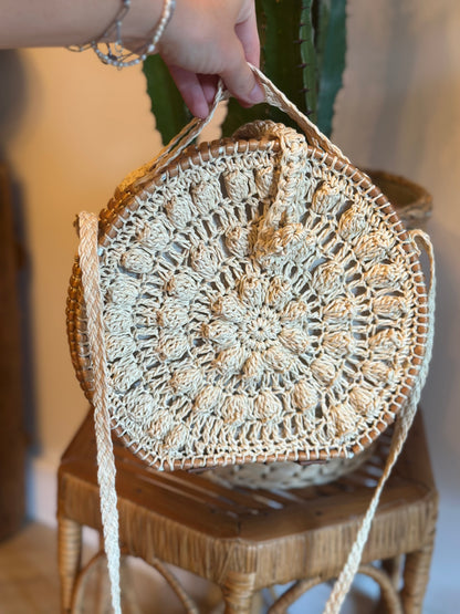 Sac bandoulière rond macramé fait main