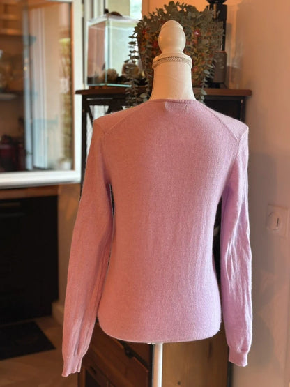 Pull rose clair col V en cachemire T.34