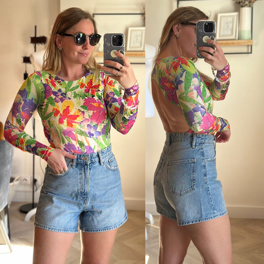 Body imprimé multicolore dos ouvert Maria Refinada T.36