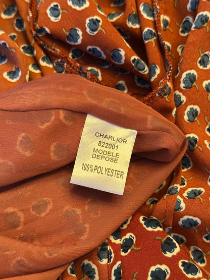 Robe portefeuille imprimé fleuri terracotta T.36