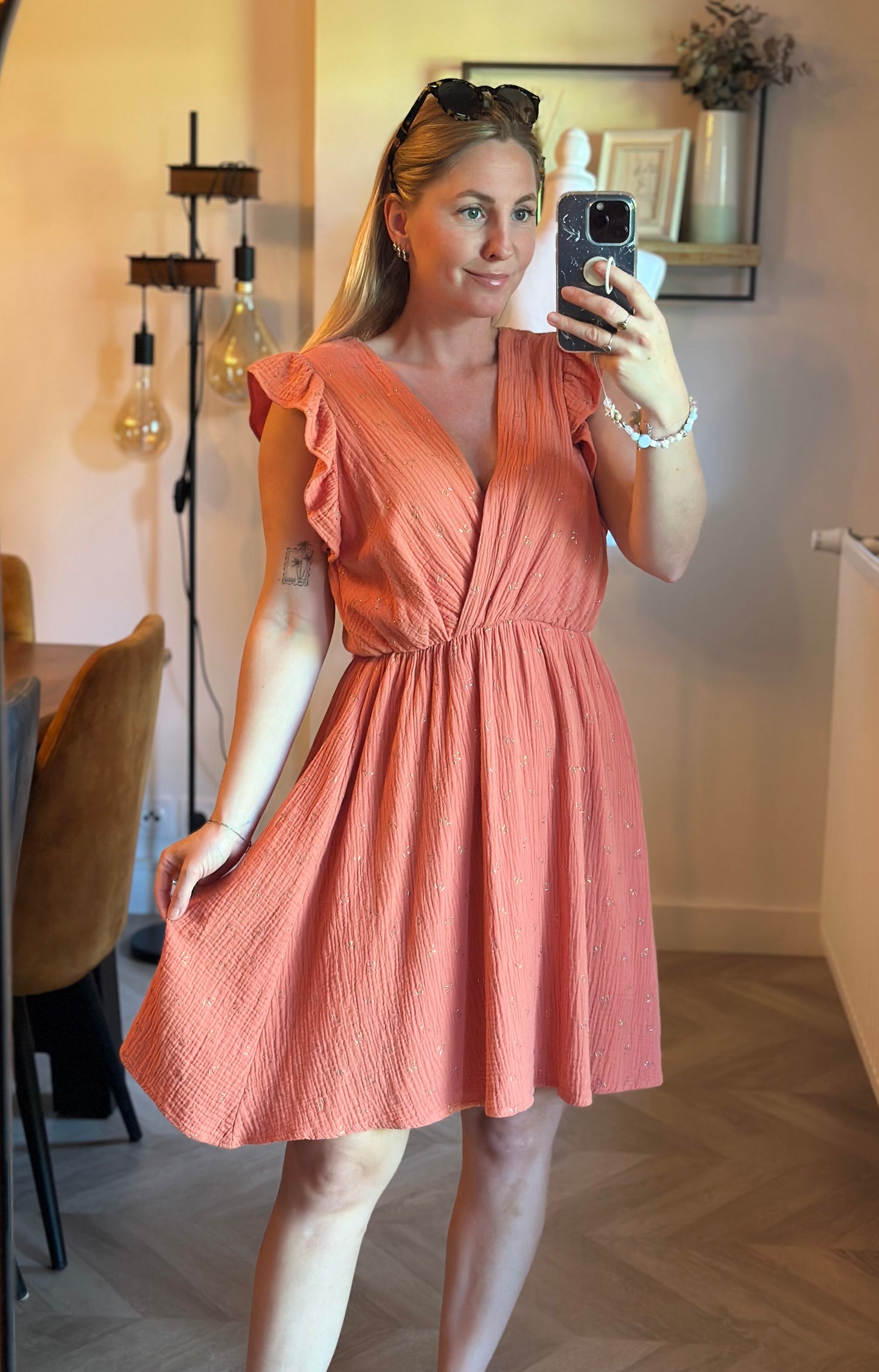 Robe gaze de coton corail T.36/38