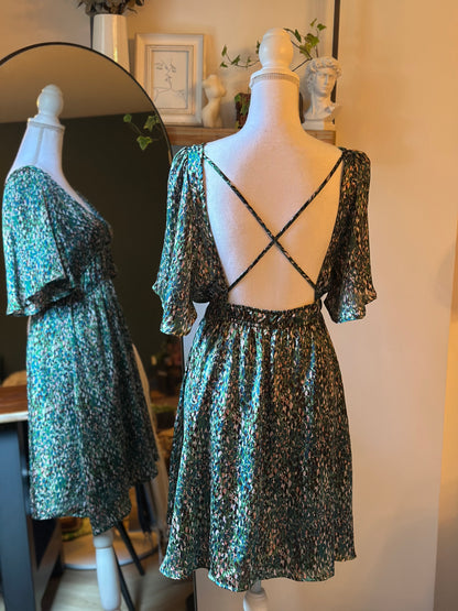 Robe verte à motifs dos nu T.36/38
