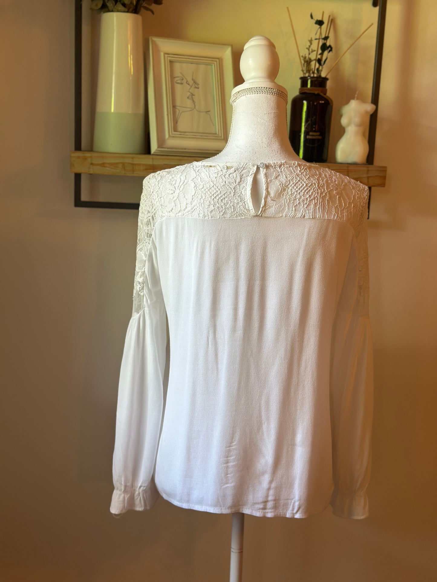 Blouse blanche dentelle T.36