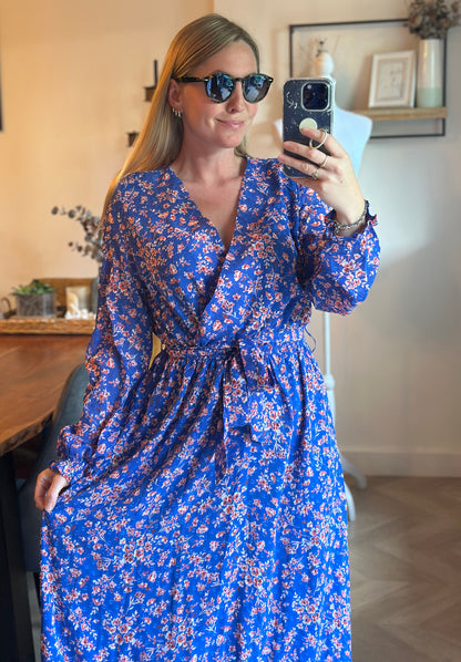Robe longue fleurie bleu rose T.36/38