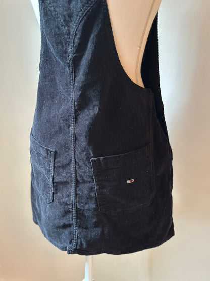 Robe salopette noire en velours côtelé - T.36