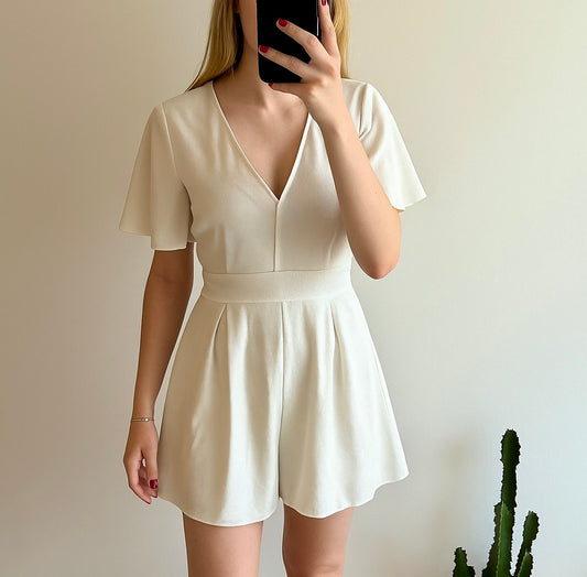 Combishort blanche texturée T.36