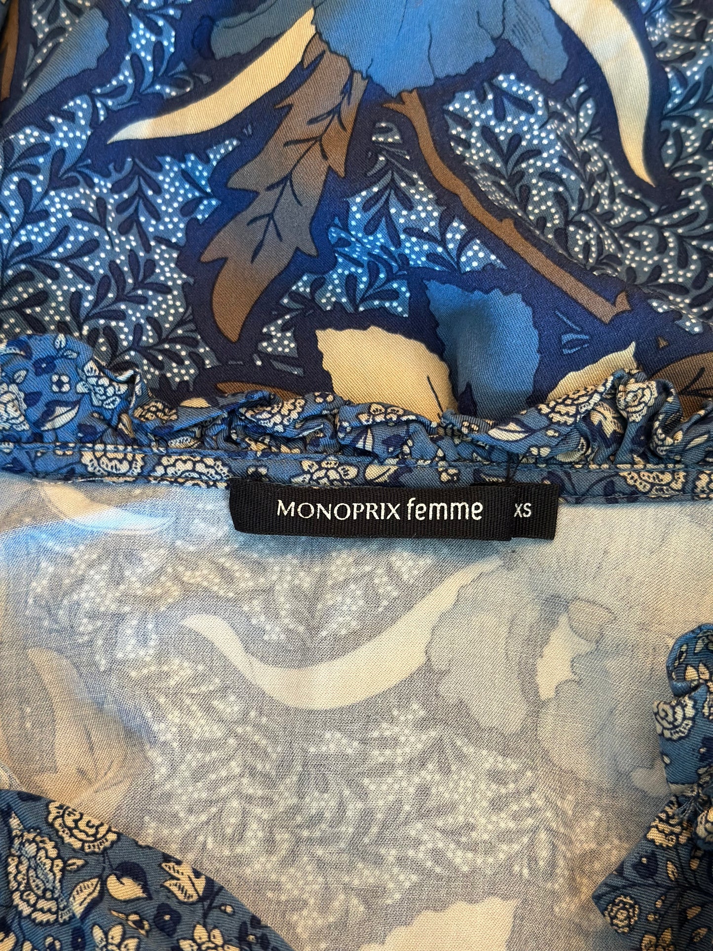 Blouse imprimé floral bleu Monoprix T.34