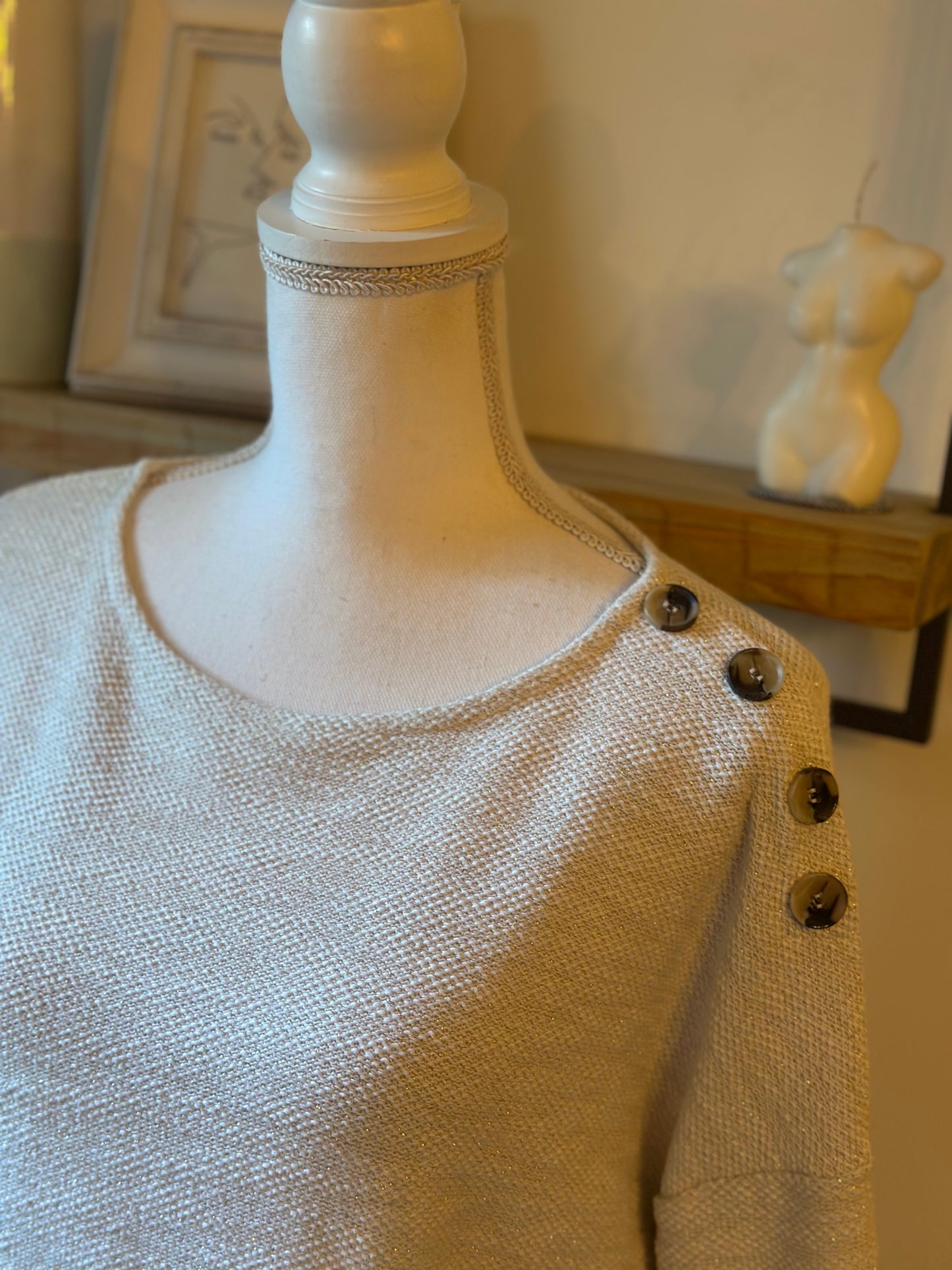 Pull maille écru irisé T.40