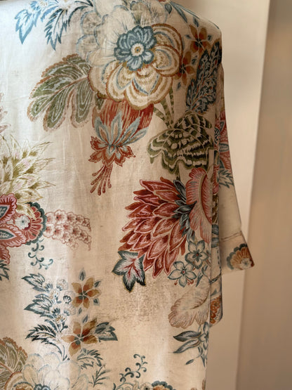 Kimono fluide crème à motifs fleuris T.unique