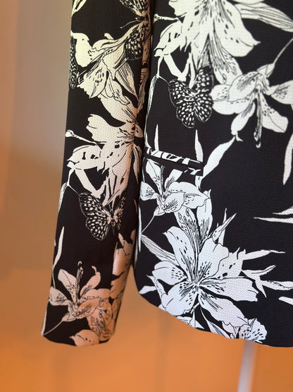 Blazer fluide fleuri noir & blanc T.40
