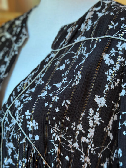 Robe Frezza coupe fluide fleurie noire et blanche T.38/2
