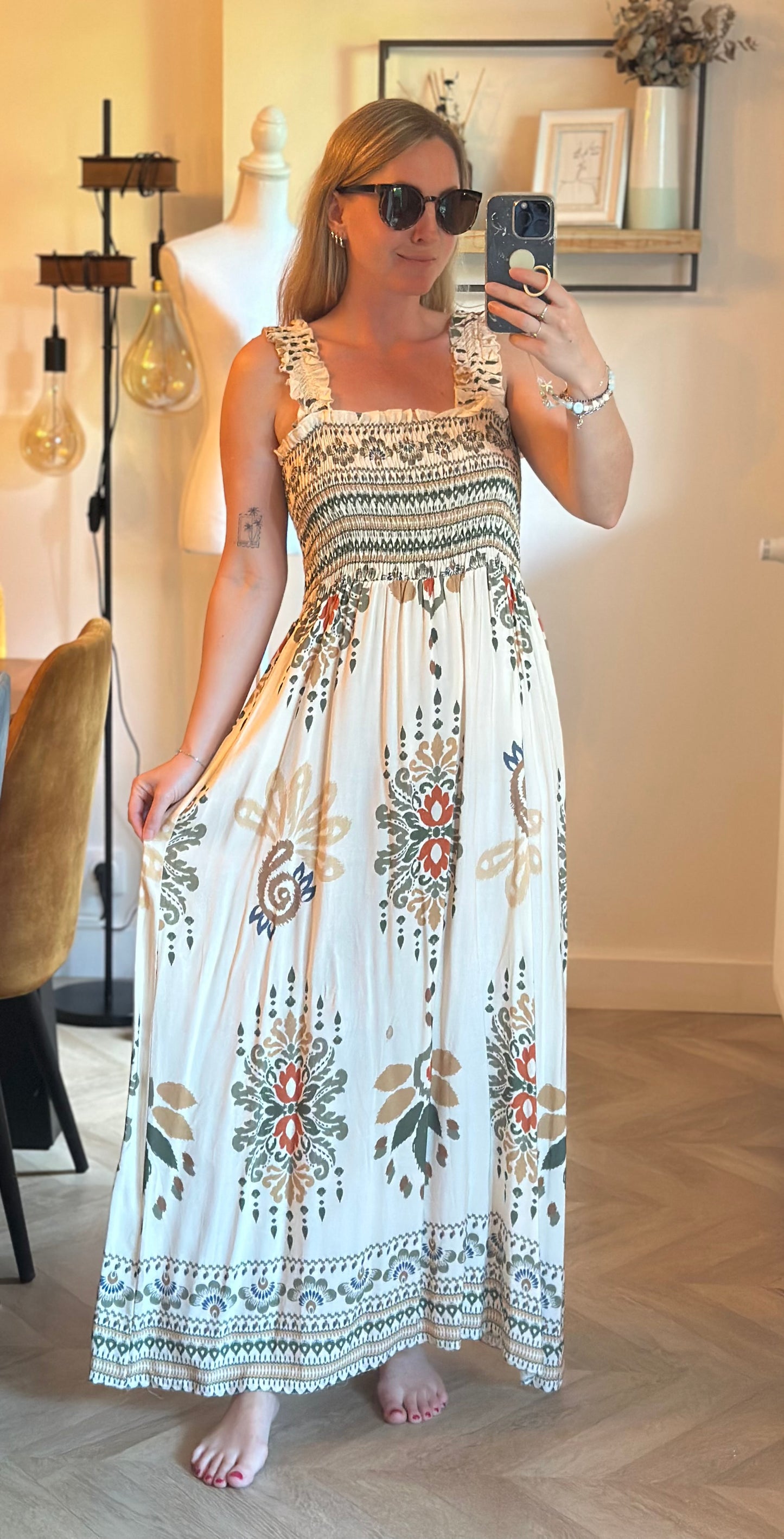 Robe longue bohème imprimé ethnique T.U