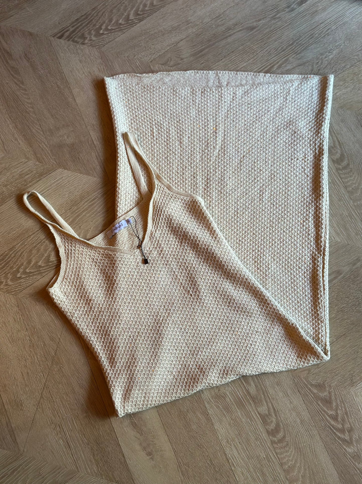 Robe longue maille beige irisée 100% coton T.34