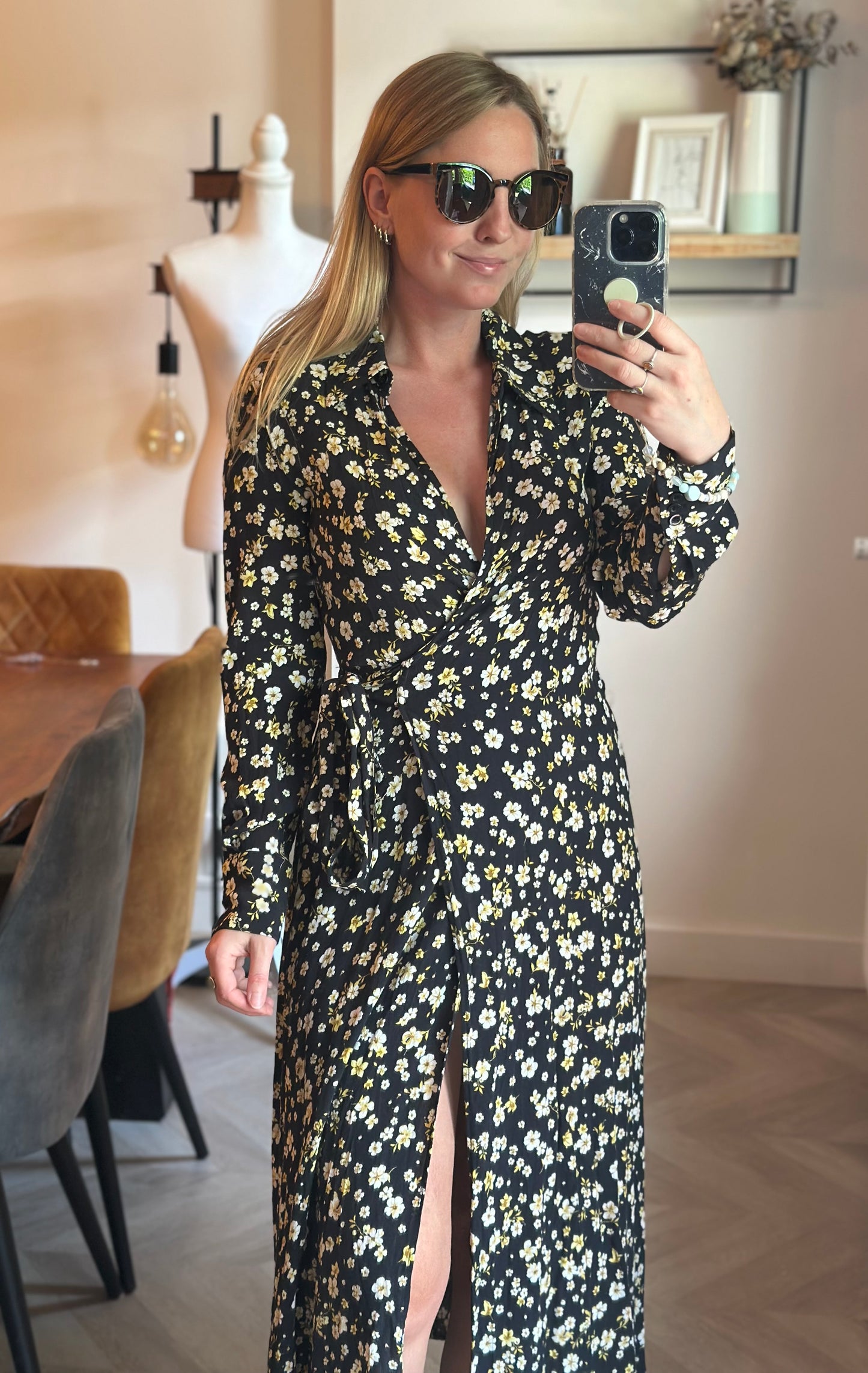 Robe longue portefeuille fleurie T.34