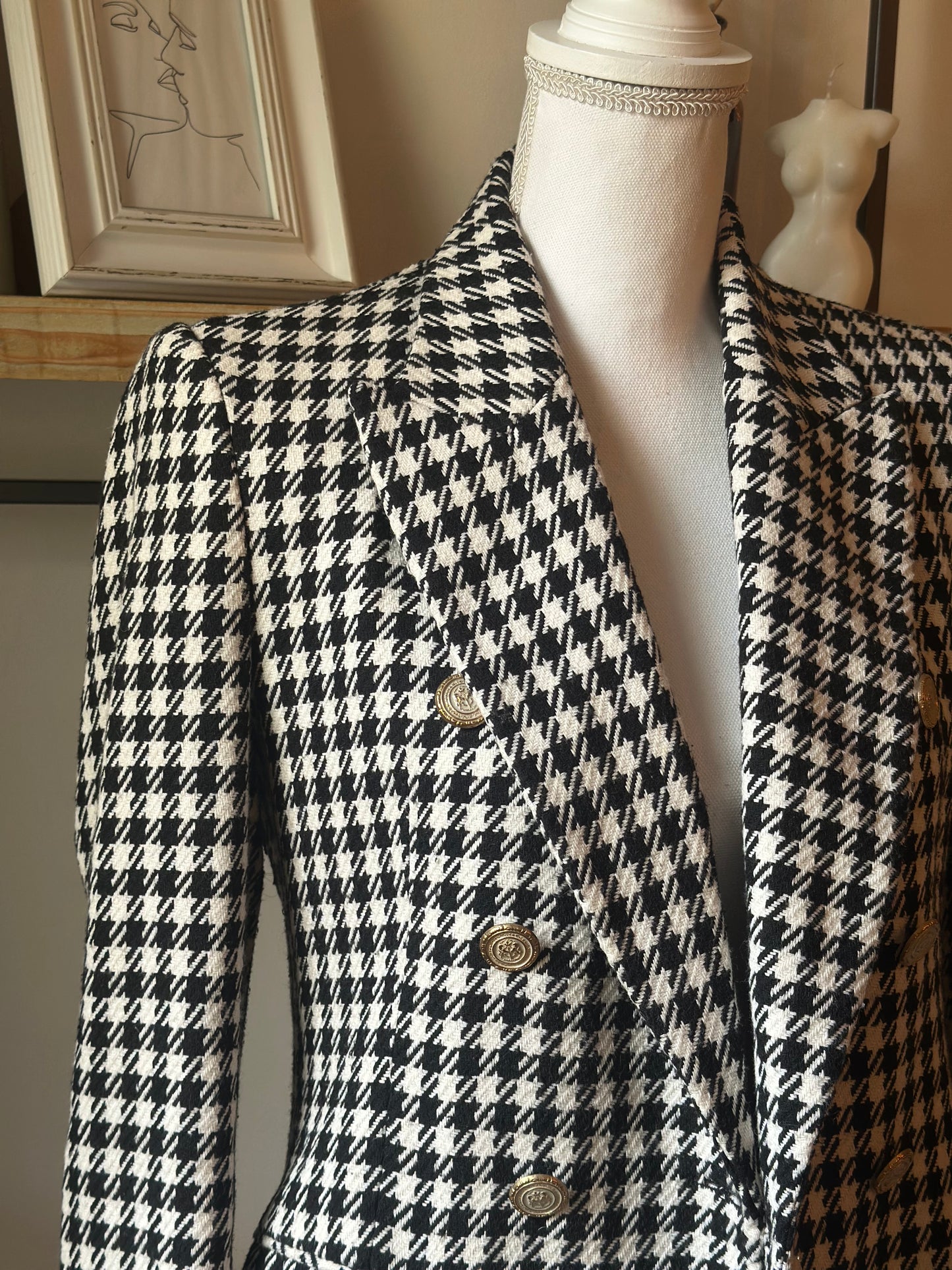 Blazer pied-de-poule noir blanc T.34