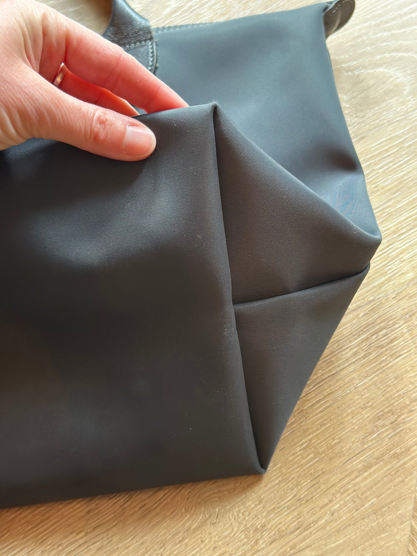 Sac Le Pliage Neo bleu gris toile et cuir