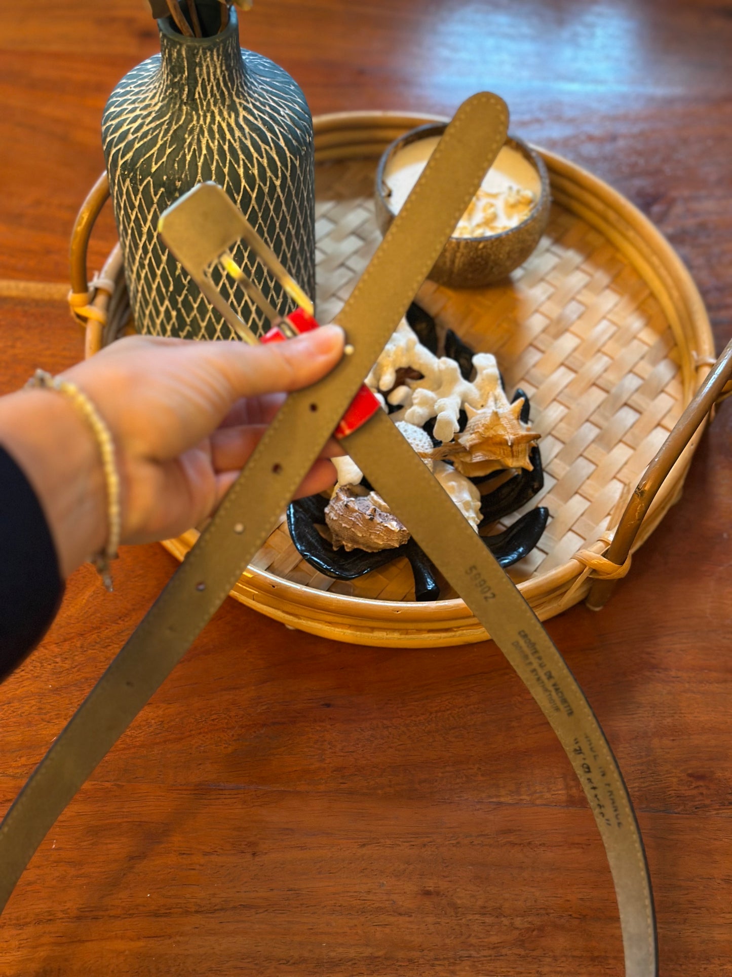 Ceinture en cuir rouge vernie – Made in France modèle vintage