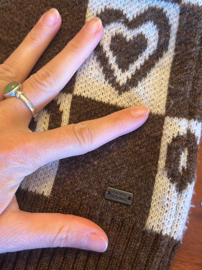 Pull sans manches à carreaux cœur T.36