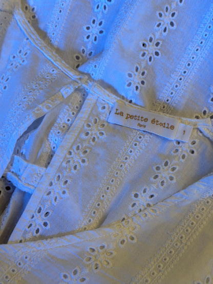 Blouse brodée anglaise blanche en coton T.36