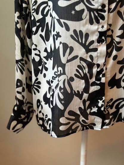 Chemise fluide imprimé noir et écru T.36