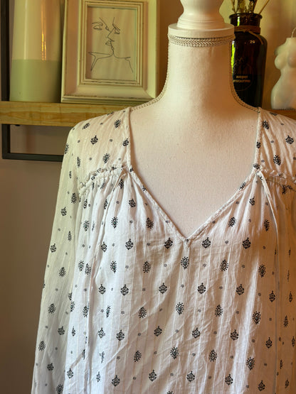 Blouse bohème blanche imprimée T.44