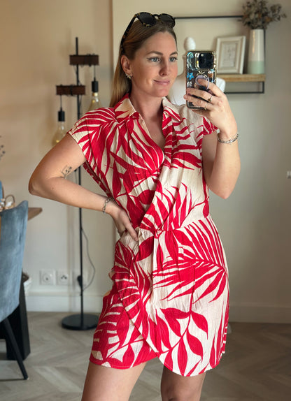 Robe midi fleurie rose T.36