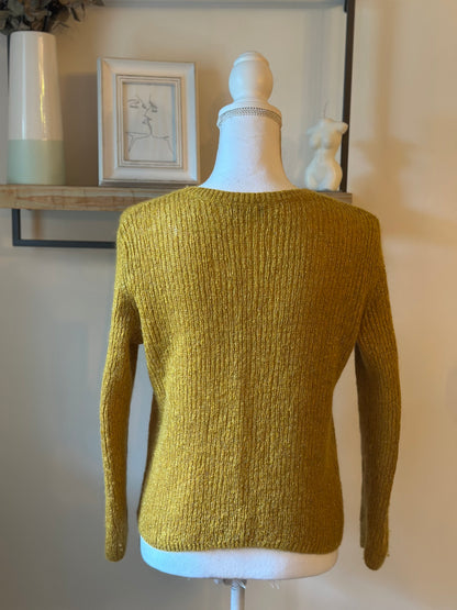 Pull ajouré maille mohair laine ocre T.34