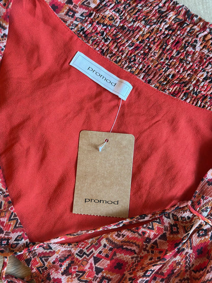 Blouse cropped imprimé corail T.44 neuf avec étiquette