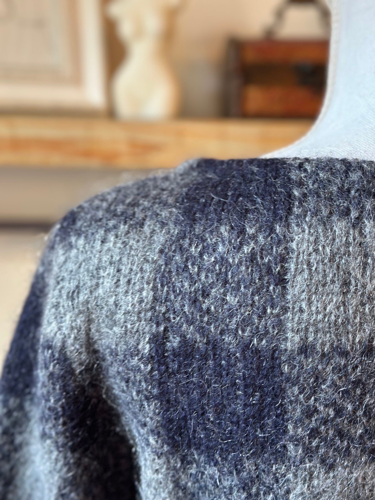 Pull à carreaux en mohair et alpaga T.38