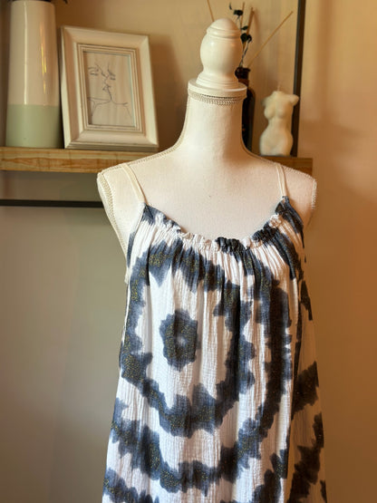 Robe longue imprimé tie and dye en gaze de coton T.U