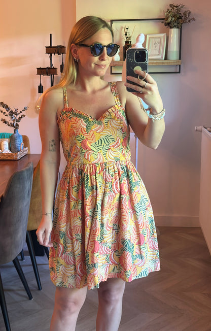 Robe fluide imprimé tropical pastel T.36