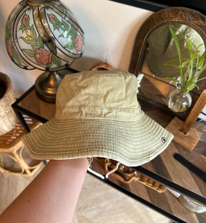 Chapeau unisexe beige kaki effet denim avec cordon neuf