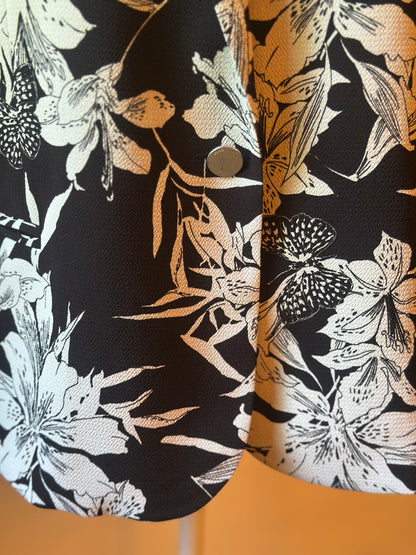 Blazer fluide fleuri noir & blanc T.40