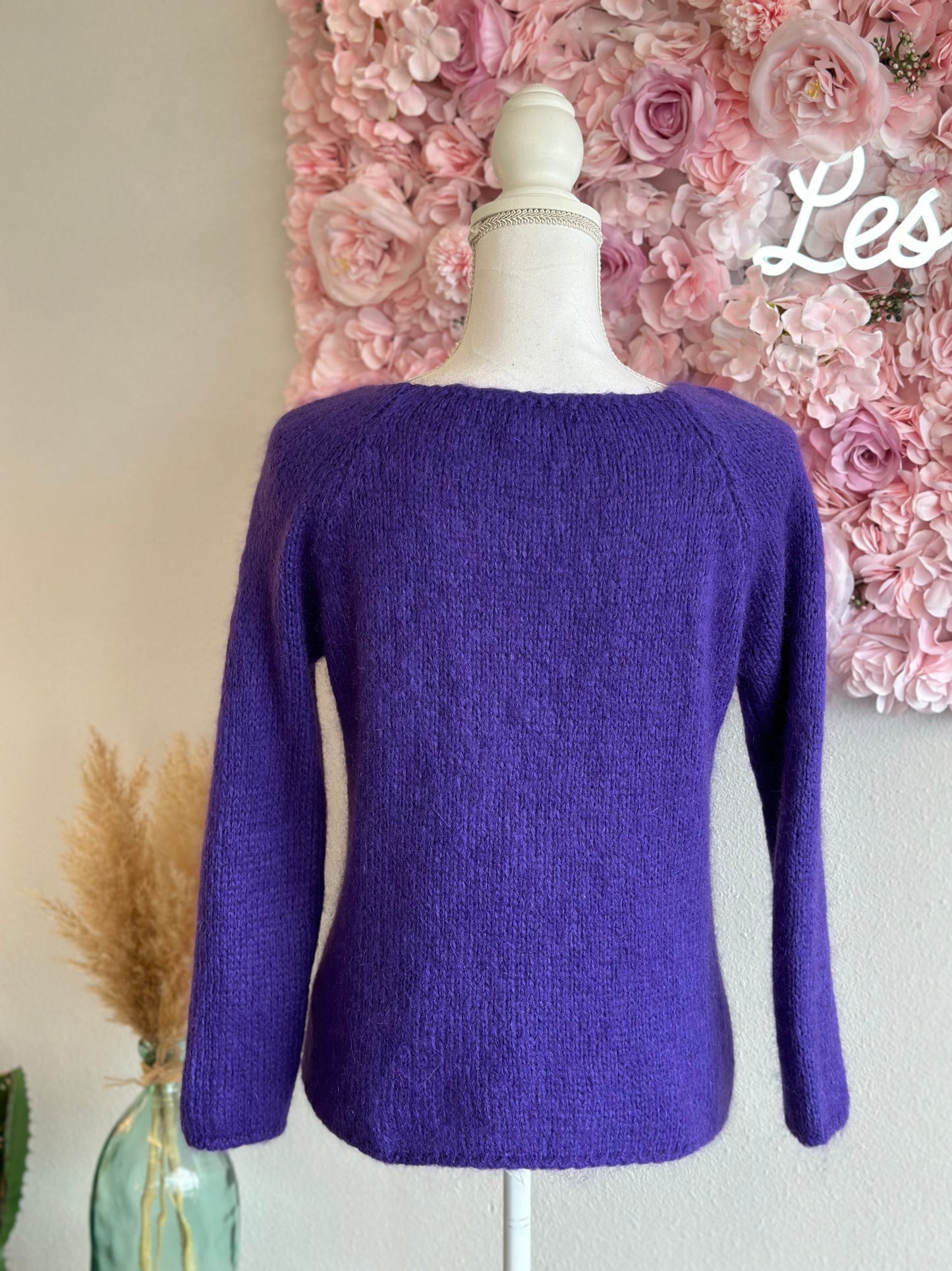 Pull en maille mohair bleu doux T.36