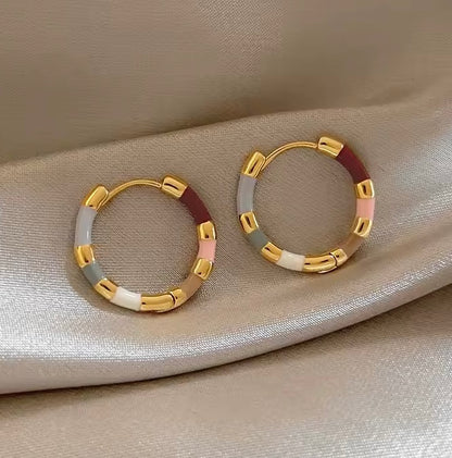 Créoles bambou multicolores en acier inoxydable – diamètre 18 mm