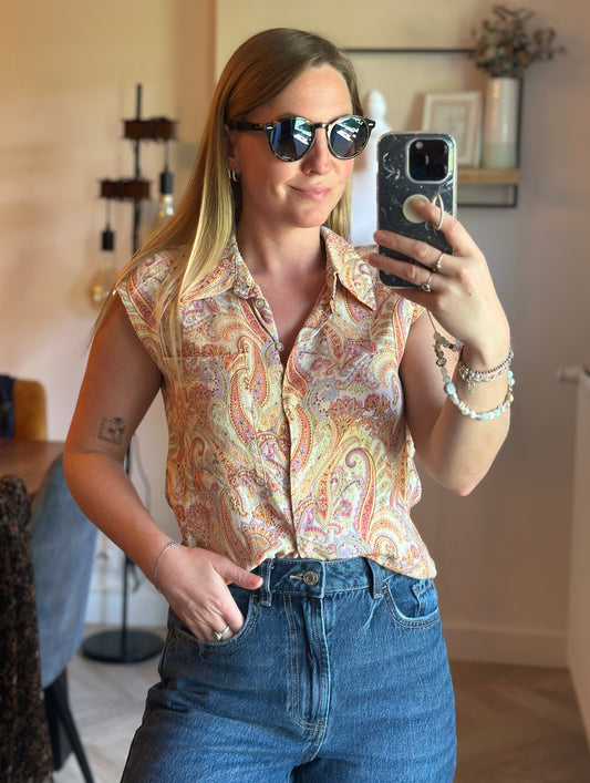 Chemise sans manches imprimé cachemire T.34