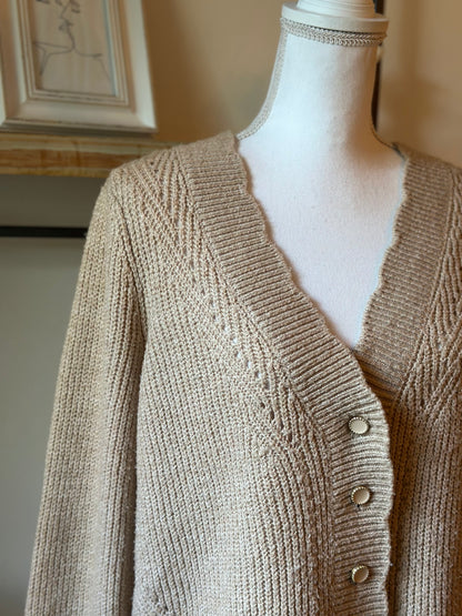 Cardigan beige maille T.40