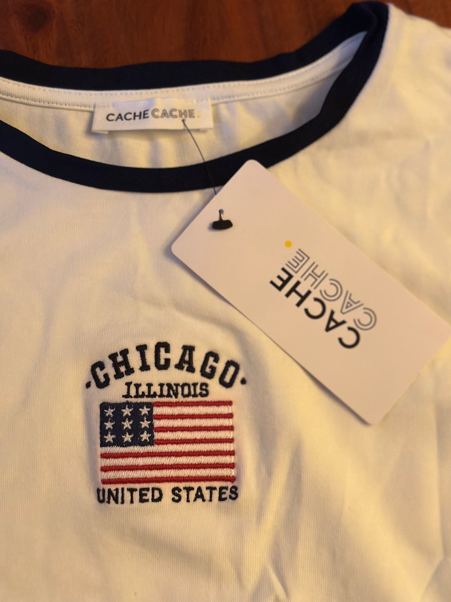 T-shirt blanc imprimé Chicago T.36 neuf
