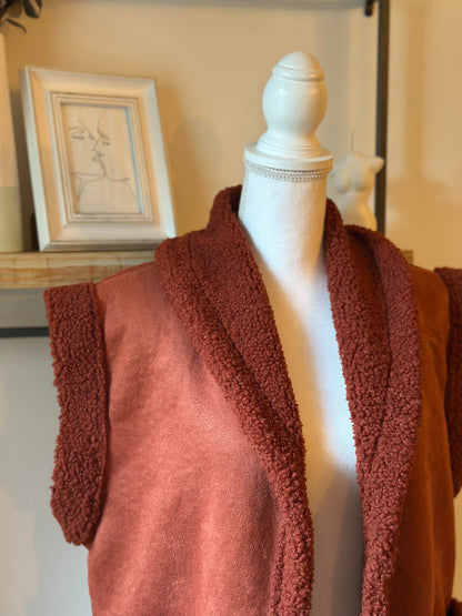 Gilet sans manches effet teddy marron coupe oversize T.U