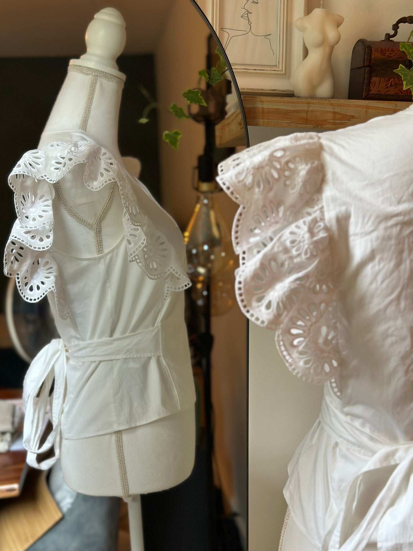 Blouse en coton broderie, anglaise T.36