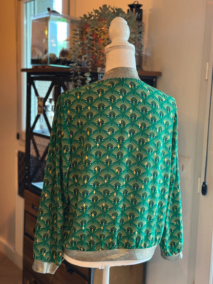 Veste légère façon bomber imprimé vert T.36