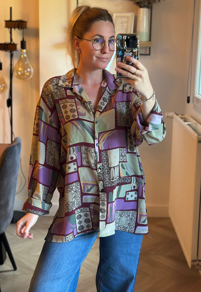 Chemise vintage imprimé patchwork T.U
