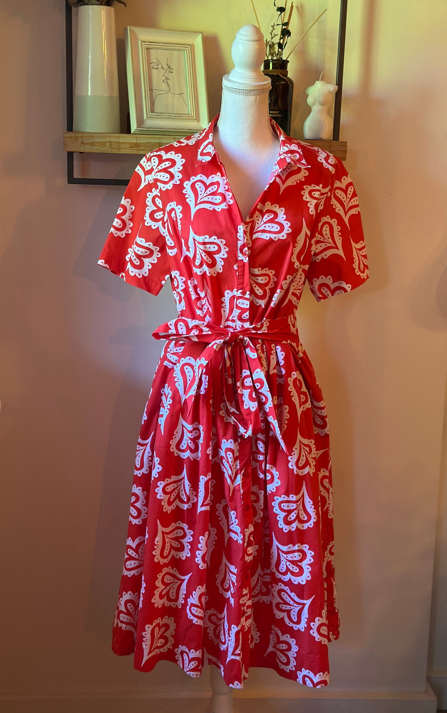 Robe midi imprimé rouge T.40