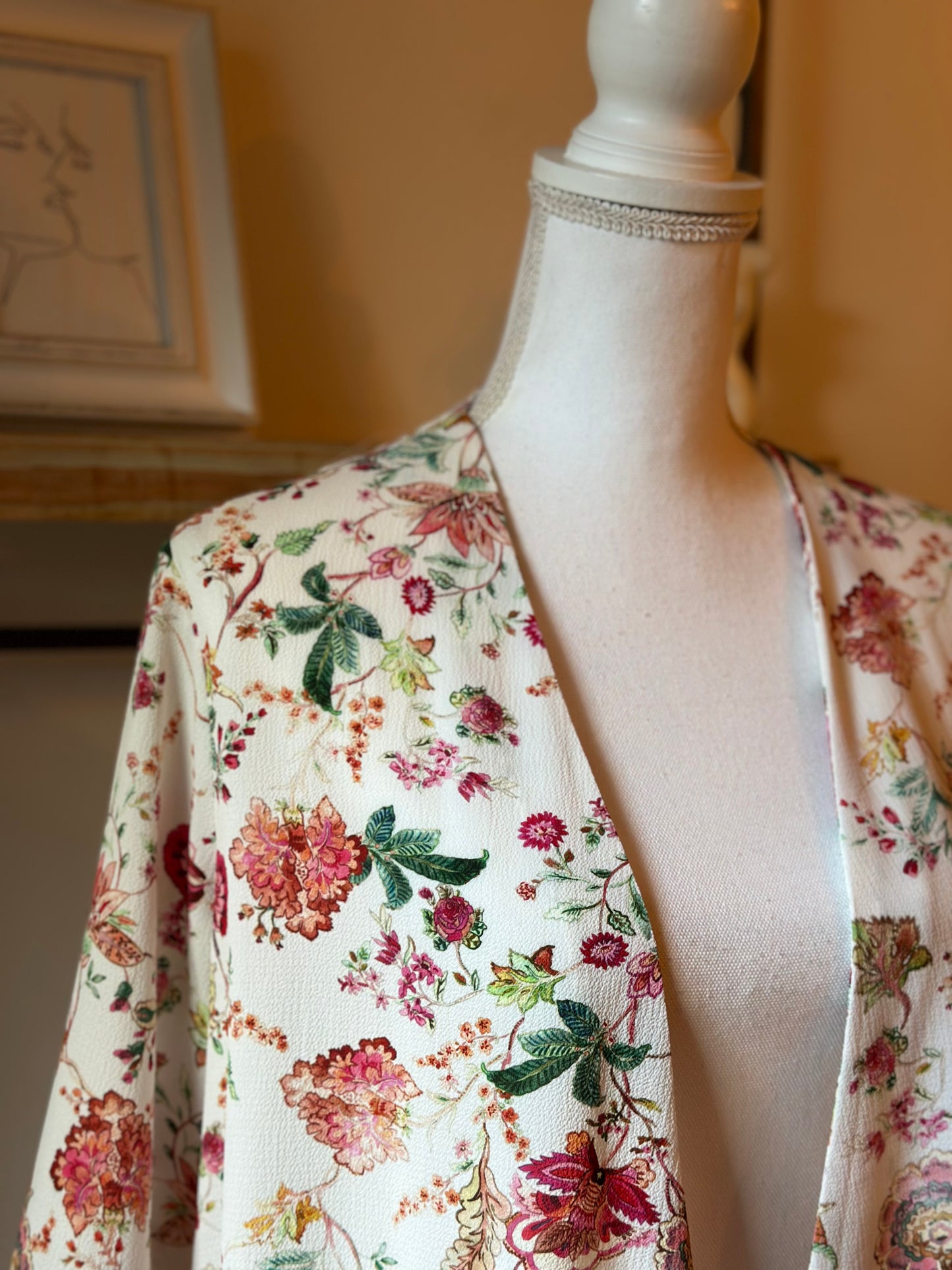Veste kimono fluide imprimé floral T.40