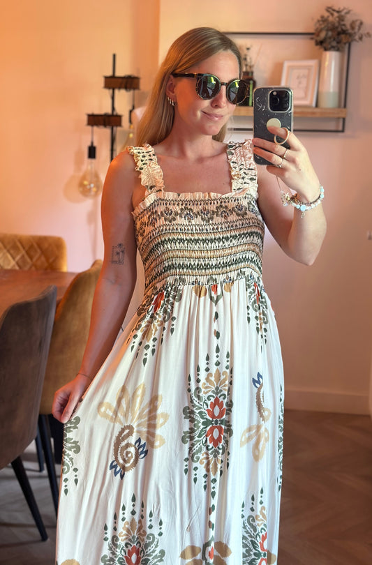 Robe longue bohème imprimé ethnique T.U