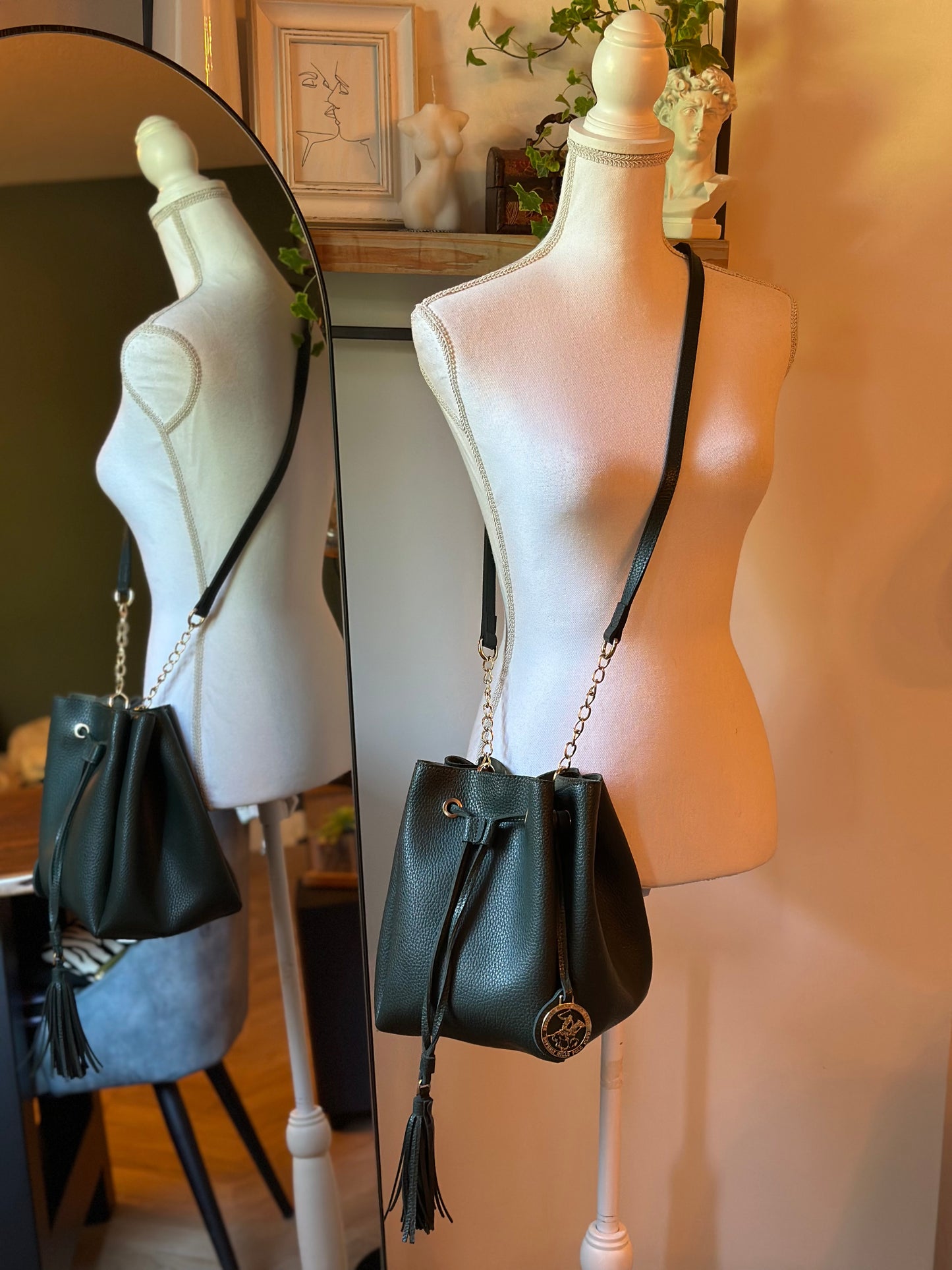 Sac seau uni vert